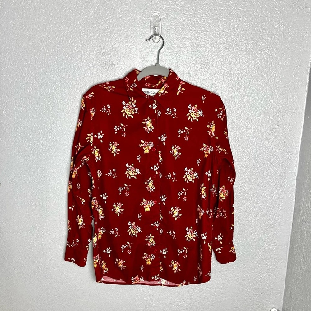 CABIN CREEK Corduroy Floral Button Up Shirt